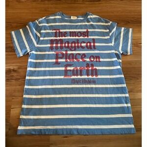 Disney Parks Magic Kingdom "Most Magical Place on Earth" Striped Tee Large